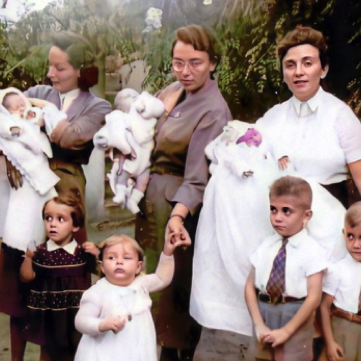 Didier, Marie-Luce, Bruno n&eacute;s en 1953
Avec Marie-Vincente, V&eacute;ronique, Pierre-Yves et Christian